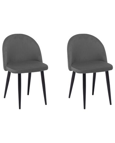 Set van 2 eetkamerstoelen VISALIA Fluweel Grijs
