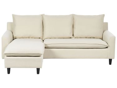 Canapé d'angle 3 places ELVENES Tissu Beige clair Côté droit
