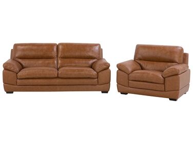 Ensemble de salon 4 places HORTEN Cuir Marron