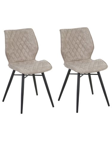 Set van 2 eetkamerstoelen LISLE Stof Beige