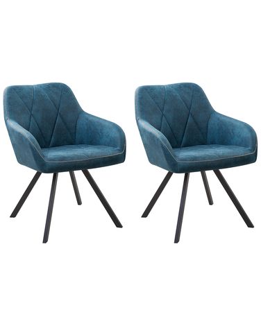 Set van 2 eetkamerstoelen MONEE Stof Zeeblauw