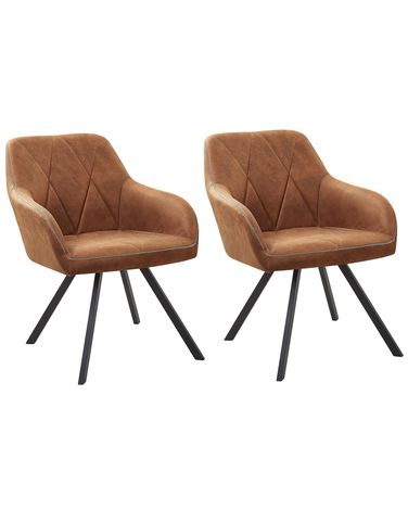 Set van 2 eetkamerstoelen MONEE Stof Goudbruin