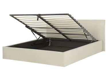 Bed met opbergruimte Stof ORBEY 160 x 200 cm Lichtbeige