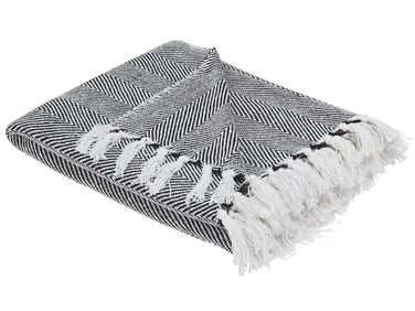 Plaid TANGIER Katoen 130 x 160 cm Zwart