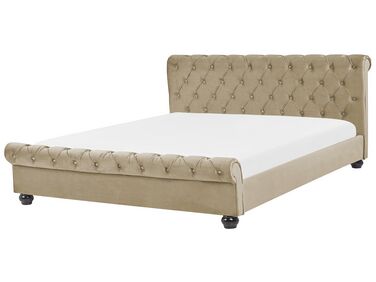 Bed Fluweel AVALLON 180 x 200 cm Beige