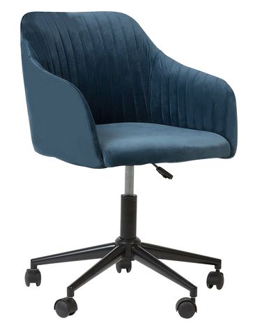 Chaise de bureau VENICE Velours Bleu marine