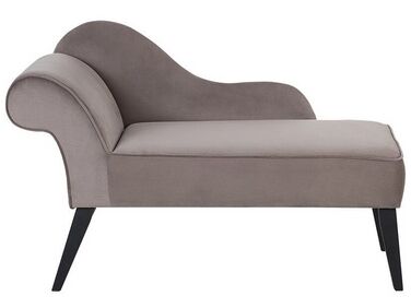 Linkszijdige chaise longue BIARRITZ Fluweel Taupe
