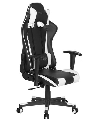 Chaise de bureau GAMER Cuir PU Blanc
