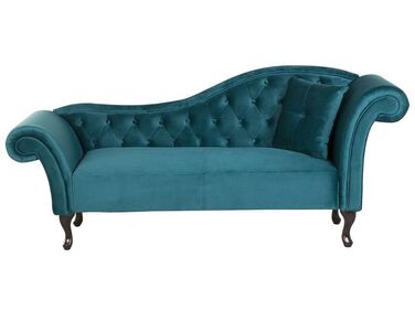 Rechtszijdige chaise longue LATTES Fluweel Groenblauw