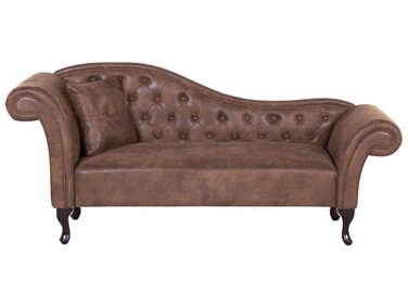 Linkszijdige chaise longue LATTES Kunstsuède Lichtbruin