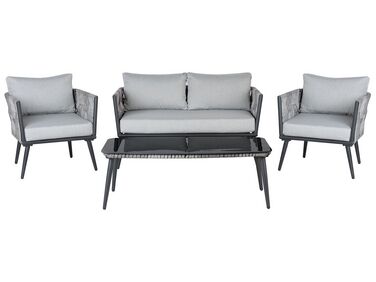 Garden Lounge Set with Table 4 Seater PREVEZA PE Rattan Grey