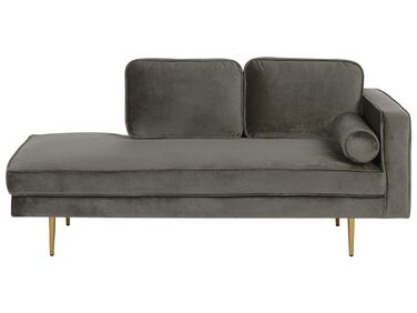 Rechtszijdige chaise longue MIRAMAS Fluweel Taupe