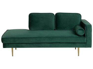 Rechtszijdige chaise longue MIRAMAS Fluweel Smaragdgroen
