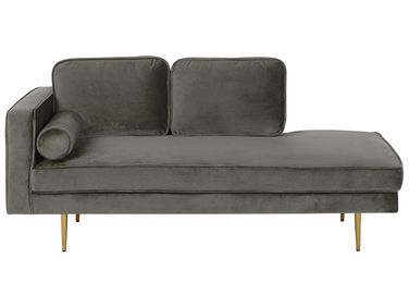 Linkszijdige chaise longue MIRAMAS Fluweel Taupe