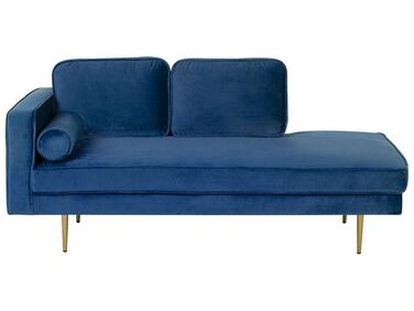 Linkszijdige chaise longue MIRAMAS Fluweel Marineblauw