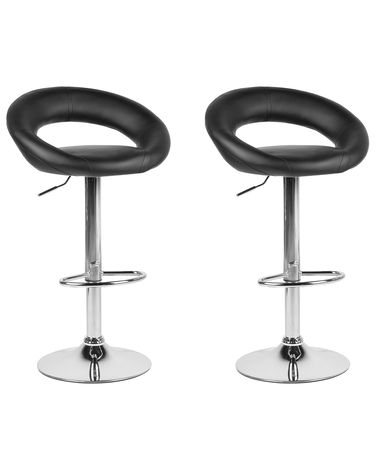 Set van 2 barstoelen PEORIA Kunstleer draaibaar Zwart