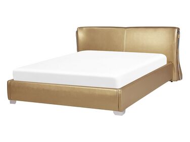 Bed Leer PARIS 140 x 200 cm Goud