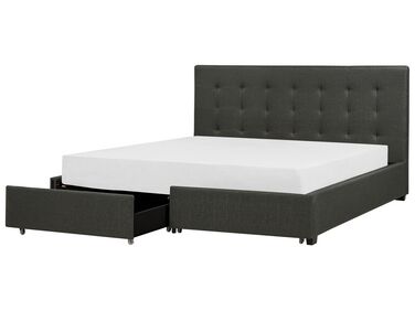 Bed met opbergladen Stof LA ROCHELLE 180 x 200 cm Donkergrijs