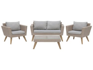 Garden Lounge Set with Table 4 Seater VITTORIA PE Rattan Grey
