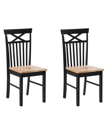 Set van 2 eetkamerstoelen HOUSTON Hout Zwart