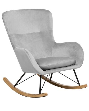 Fauteuil à bascule ELLAN Velours Gris clair