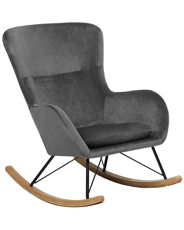 Fauteuil à bascule ELLAN Velours Gris foncé