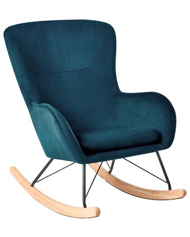 Fauteuil à bascule ELLAN Velours Bleu azur