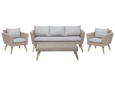 Garden Lounge Set with Table 5 Seater VITTORIA PE Rattan Grey