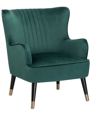 Fauteuil à oreilles VARBERG Velours Vert émeraude
