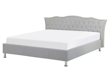 Bed Stof METZ 160 x 200 cm Lichtgrijs