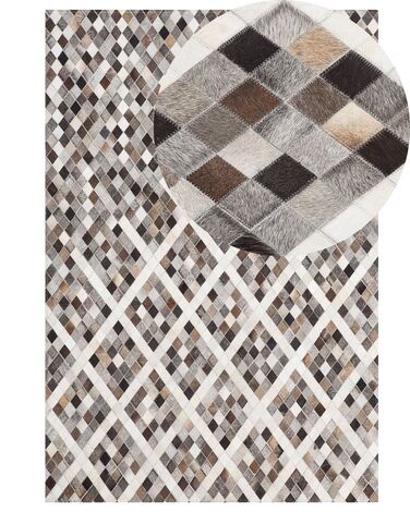 Rug AKDERE Grey 140 x 200 cm Leather