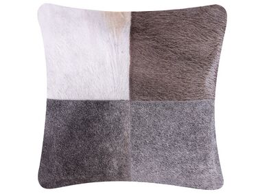 Coussin NELLAD Cuir 45 x 45 cm Gris Patchwork