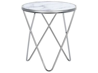 Bijzettafel MERIDIAN Veiligheidsglas Marmer/zilver