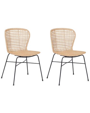 Set van 2 eetkamerstoelen ELFROS Rotan Natuurlijk