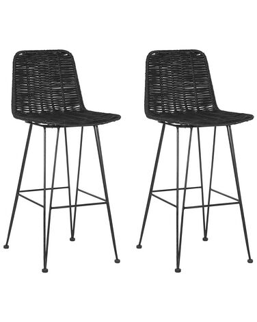 Set van 2 barstoelen CASSITA Rotan Zwart