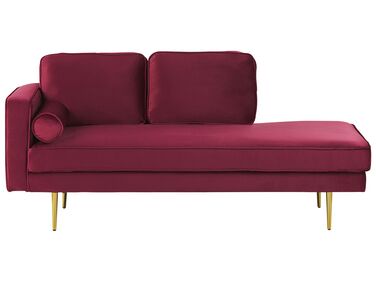 Linkszijdige chaise longue MIRAMAS Fluweel Donkerrood