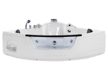 Baignoire d'angle à remous avec LED MARTINICA 198 x 144 cm Blanc