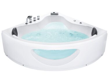 Baignoire d’angle à remous avec LED TOCOA 205 x 146 cm Blanc