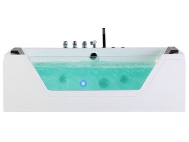 Baignoire d’angle à remous avec LED SAMANA 153 x 71 cm Blanc