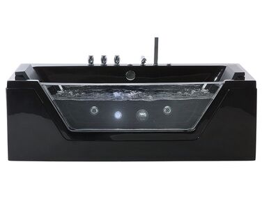 Baignoire d'angle à remous avec LED SAMANA 162 x 76 cm Noir
