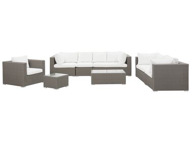 Garden Lounge Set with Table 8 Seater MAESTRO Modular PE Rattan Taupe