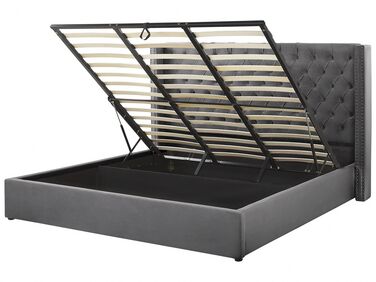Bed met opbergruimte Fluweel LUBBON 180 x 200 cm Grijs
