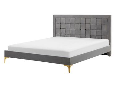 Bed Fluweel LIMOUX 140 x 200 cm Grijs