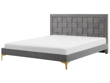 Bed Fluweel LIMOUX 180 x 200 cm Grijs