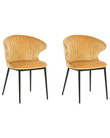 Set van 2 eetkamerstoelen AUGUSTA Fluweel Mosterdgeel