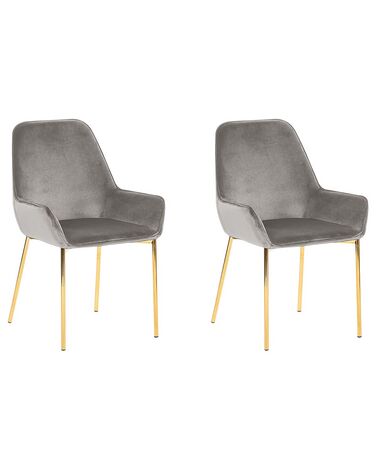 Set van 2 eetkamerstoelen LOVERNA Fluweel Grijs