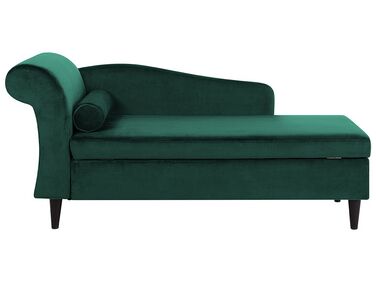 Chaise longue côté gauche LUIRO Velours Vert émeraude avec rangement
