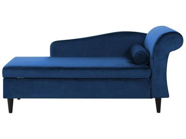 Rechtszijdige chaise longue LUIRO Fluweel Marineblauw met opbergruimte