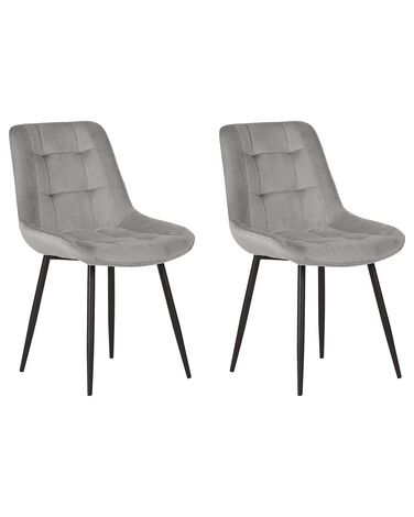 Set van 2 eetkamerstoelen MELROSE Fluweel Lichtgrijs