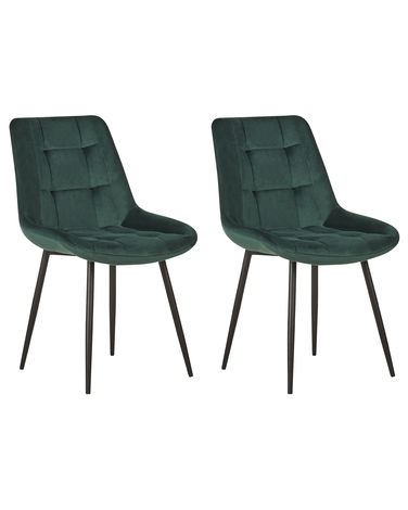 Set van 2 eetkamerstoelen MELROSE Fluweel Donkergroen